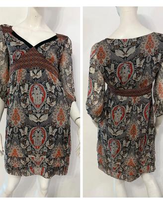 MAX&CO Vestito abito nero beige rosso fantasia