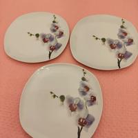 3 Piatti Porcellana Orchidea grandi Nuovi