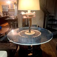 Tavolo lampada con antico torchio