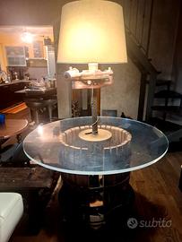 Tavolo lampada con antico torchio