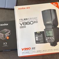 Flash godox V860 ii con trigger X3 v860ii TTL