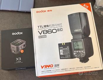 Flash godox V860 ii con trigger X3 v860ii TTL