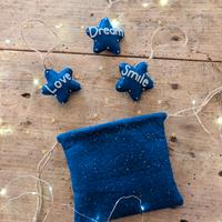 Set 3 Stelle artigianali "Love, Dream, Smile"