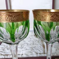 6 Calici Déco Cristallo Boemia MOSER bordo ORO 24K
