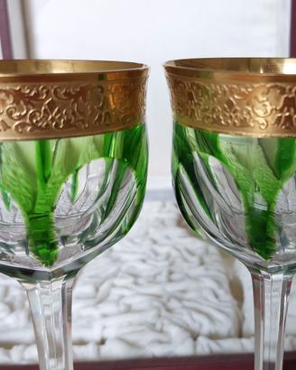 6 Calici Déco Cristallo Boemia MOSER bordo ORO 24K