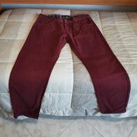 PANTALONE ROSSO BORDEAUX UOMO COTTON & SILK TAGLIA