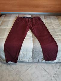 PANTALONE ROSSO BORDEAUX UOMO COTTON & SILK TAGLIA