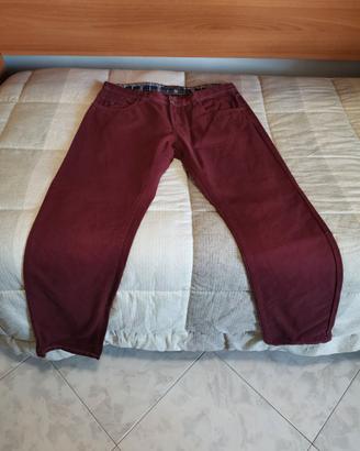 PANTALONE ROSSO BORDEAUX UOMO COTTON & SILK TAGLIA