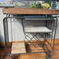Carrello mobiletto in metallo e legno