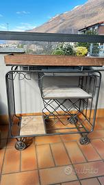 Carrello mobiletto in metallo e legno