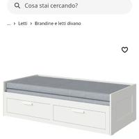 BRIMNES Letto divano/2 cassetti/2 materassi, bianc