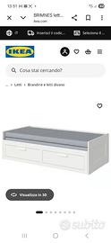 BRIMNES Letto divano/2 cassetti/2 materassi, bianc