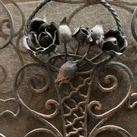 Set da camino antico in ferro battuto forgiato a m