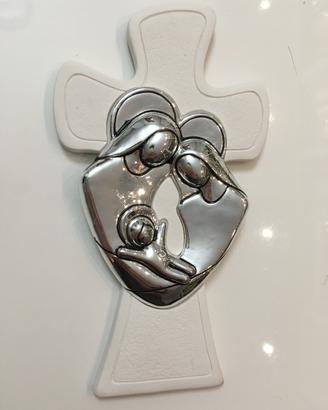 Croce decorativa placcata argento