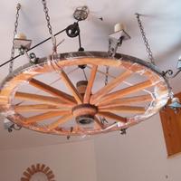 Lampadario ruota carro western 120cm