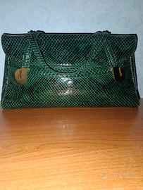 Borsa verde smeraldo in pelle di pitone