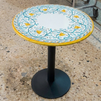 TAVOLINO IN PIETRA LAVICA Ø 80 CON BASE IN ITALIA