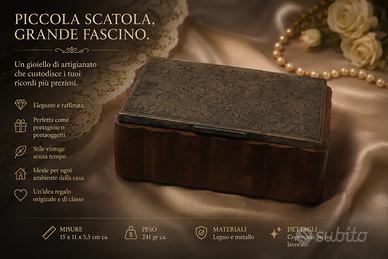 Scatola Portagioie Vintage Legno Metallo