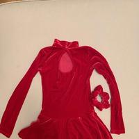 Body gara pattinaggio artistico velluto rosso