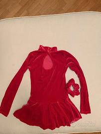 Body gara pattinaggio artistico velluto rosso
