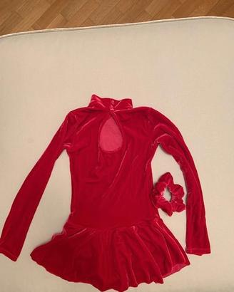 Body gara pattinaggio artistico velluto rosso