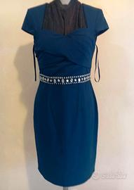 Abito corto blu Ashley Brooke tg 42 semi aderente 