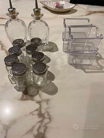 coppia oliere vetro, 8 porta sale, 4porta zucchero