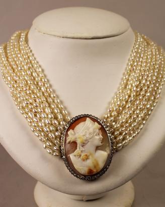 Collana colier di perle e oro 750