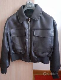 Bomber nero effetto pelle Zara
