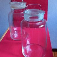 COPPIA DI VASI IN VETRO PER FARMACIA/LABORATORIO