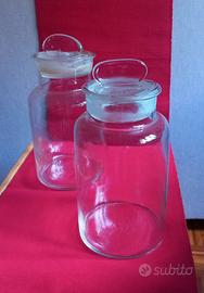 COPPIA DI VASI IN VETRO PER FARMACIA/LABORATORIO