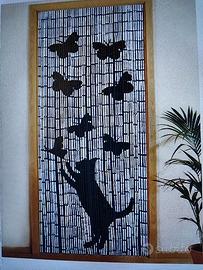 TENDA DI BAMBU' NUOVA DISEGNO CON GATTO E FARFALLE