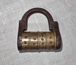Antico Lucchetto a combinazione rotante in ottone