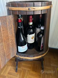 Mobile bar vintage rustico porta vino in legno