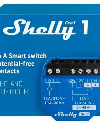 Shelly 1 Gen 3 interruttore relé Wi-Fi e BT (4 pz)