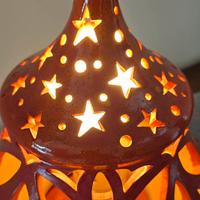 Lampada Festiva in Ceramica Rossa