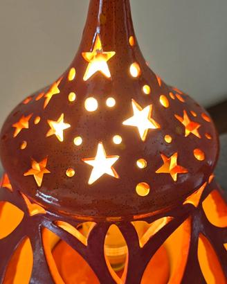 Lampada Festiva in Ceramica Rossa