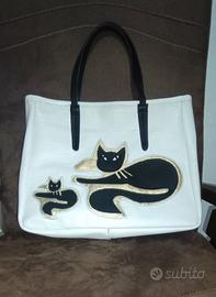 borsa con motivo 2 Gatti