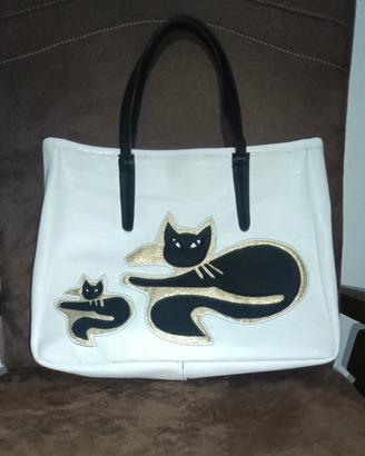 borsa con motivo 2 Gatti