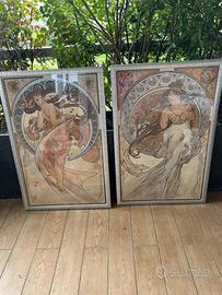 Coppia quadri Mucha - Art Nouveau