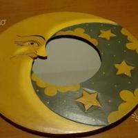 Specchio tondo legno lavorato a mano artigianale