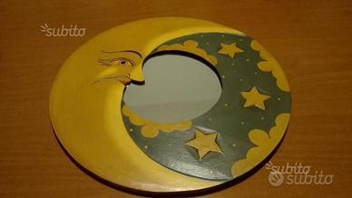 Specchio tondo legno lavorato a mano artigianale