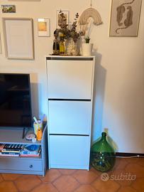 IKEA BISSA scarpiera bianca a 3 scomparti