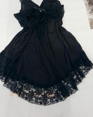 abito sottoveste sexy in pizzo nero