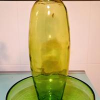 Vaso monumentale con base a ciotola - Vetro verde 