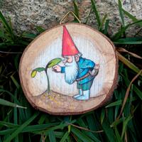 David Gnomo dipinto su legno 7 cm e gancio