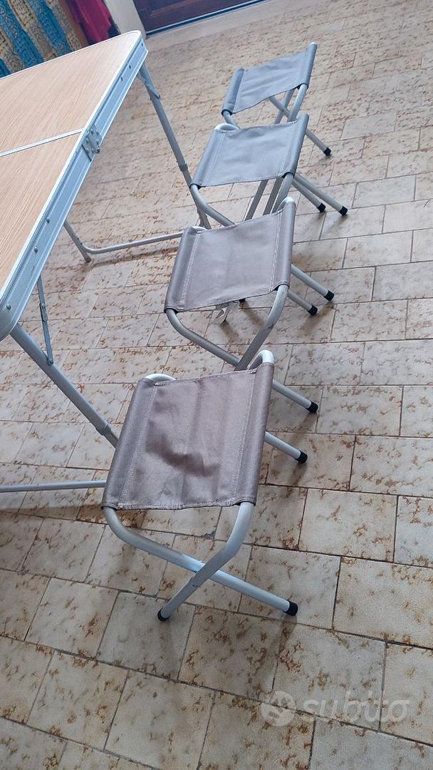 Tavolo Pieghevole Da Campeggio Leggero In Alluminio – Altezza Regolabile Con Maniglia E Rete Portaoggetti (61x41 Cm, Bianco) - 4