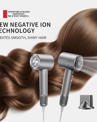 Asciugacapelli ionico tipo dyson 1600w grigio