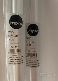 2pz Bastoni tenda bianco satinato,160 cm,diam 20mm