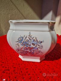 vaso porcellana bianco dipinto a mano fiori 